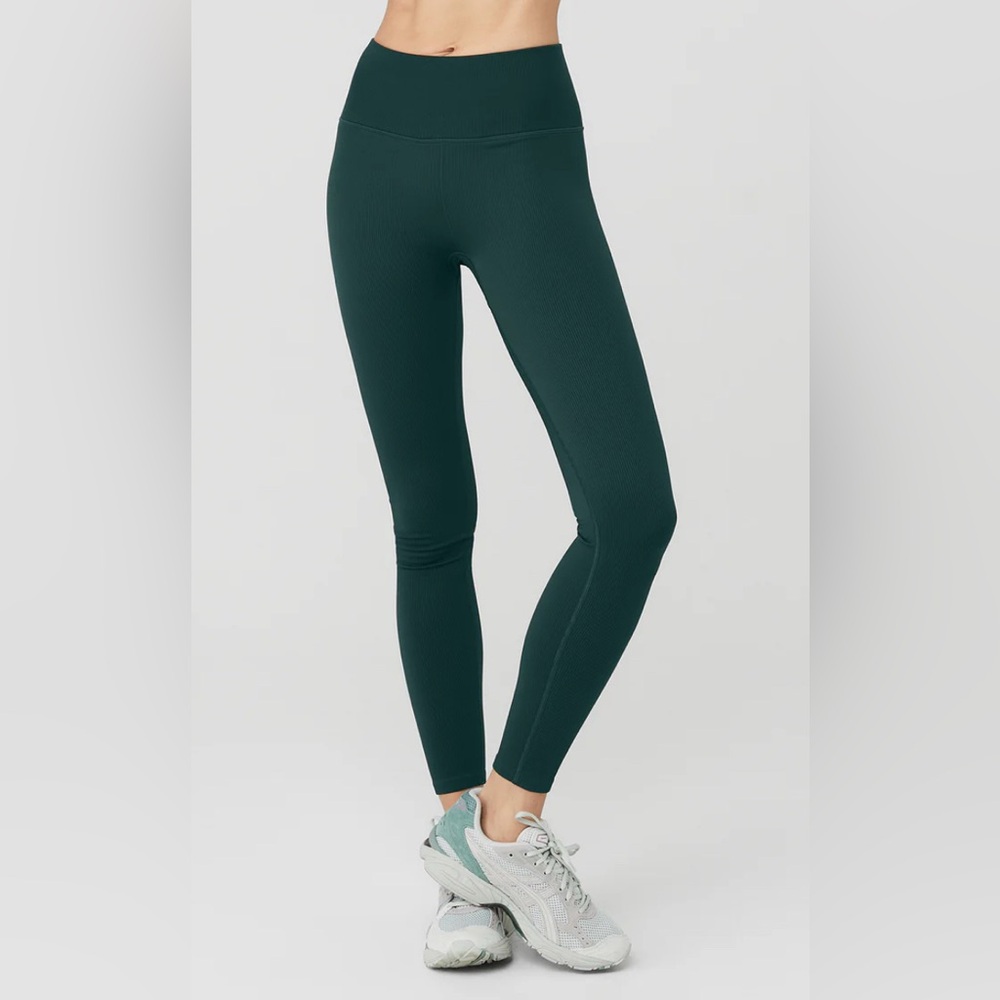 ALO Yoga Seamless High-Waist Ribbed Legging - midnight green